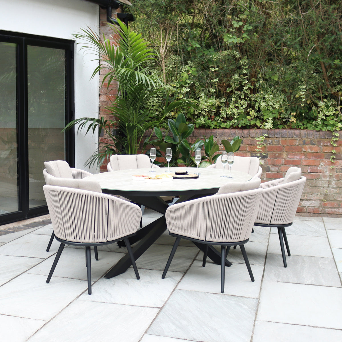 Bali 200cm Oval Table w 6 Bali Rope Chairs from Roseland Furniture