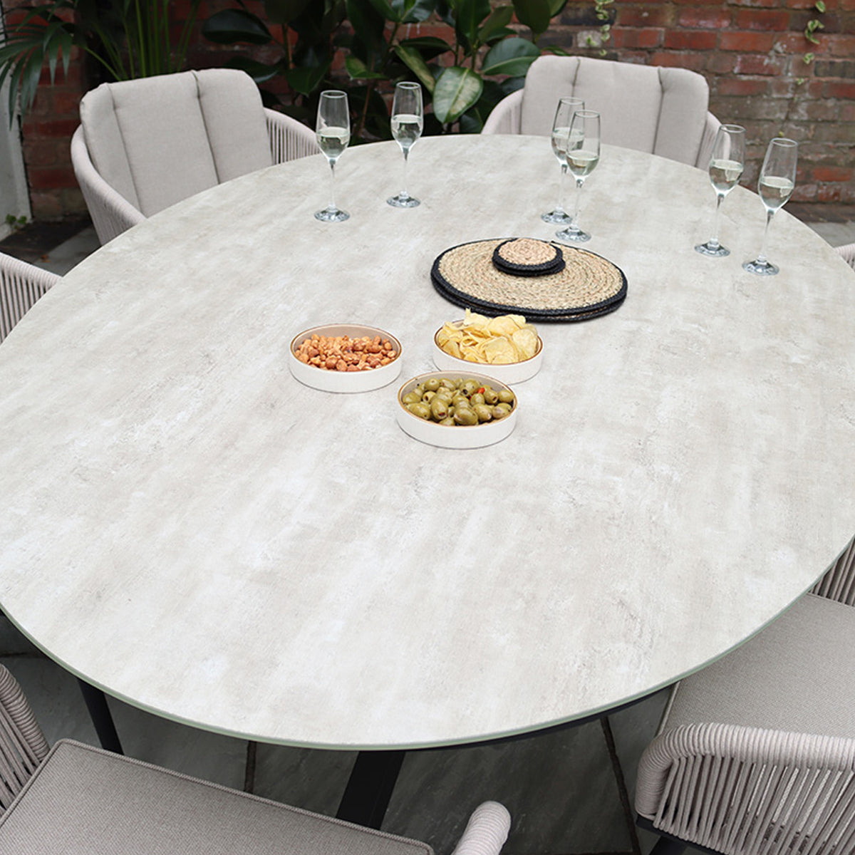 Bali 200cm Oval Table w 6 Bali Rope Chairs from Roseland Furniture
