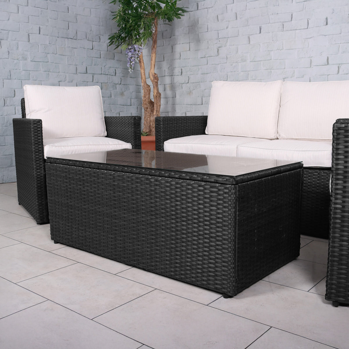 Sofa Lounge Set with Coffee Table Black from Roseland Furniture