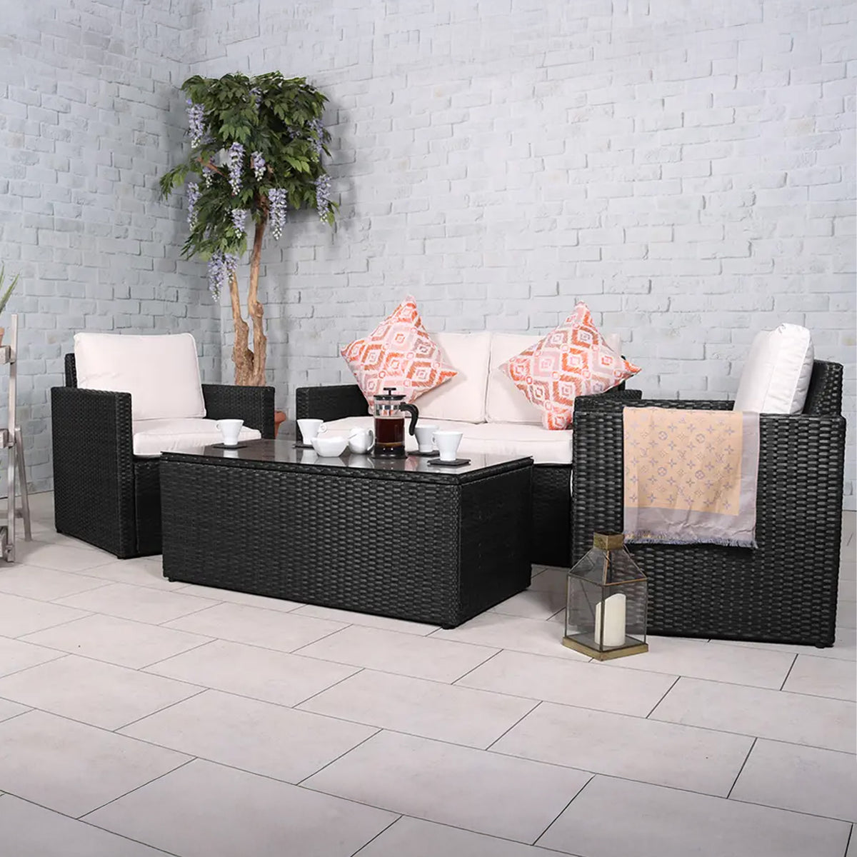 Sofa Lounge Set with Coffee Table Black from Roseland Furniture