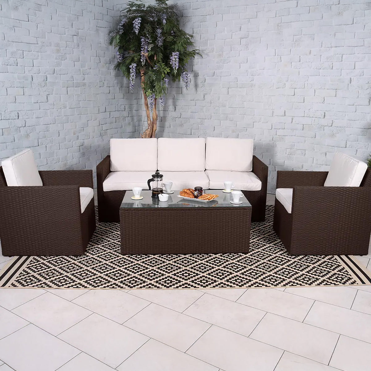 Sofa Lounge Set with Coffee Table Brown from Roseland Furniture