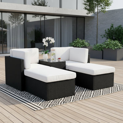 Rattan Multipositional Lounge Set with Console