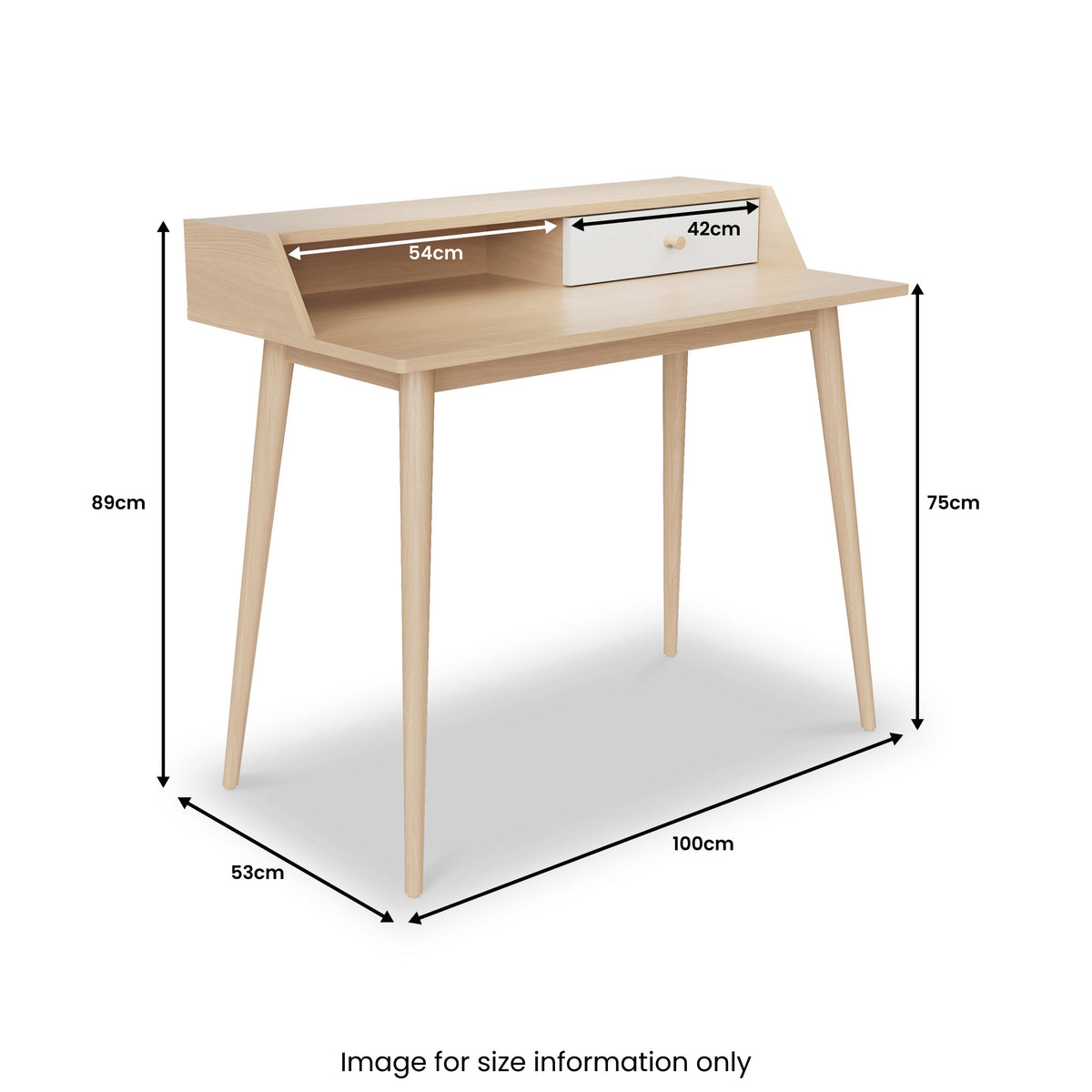 Barford Oak and White Smart Desk dimensions