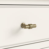 Belmont Coconut White brass T-handle close up 
