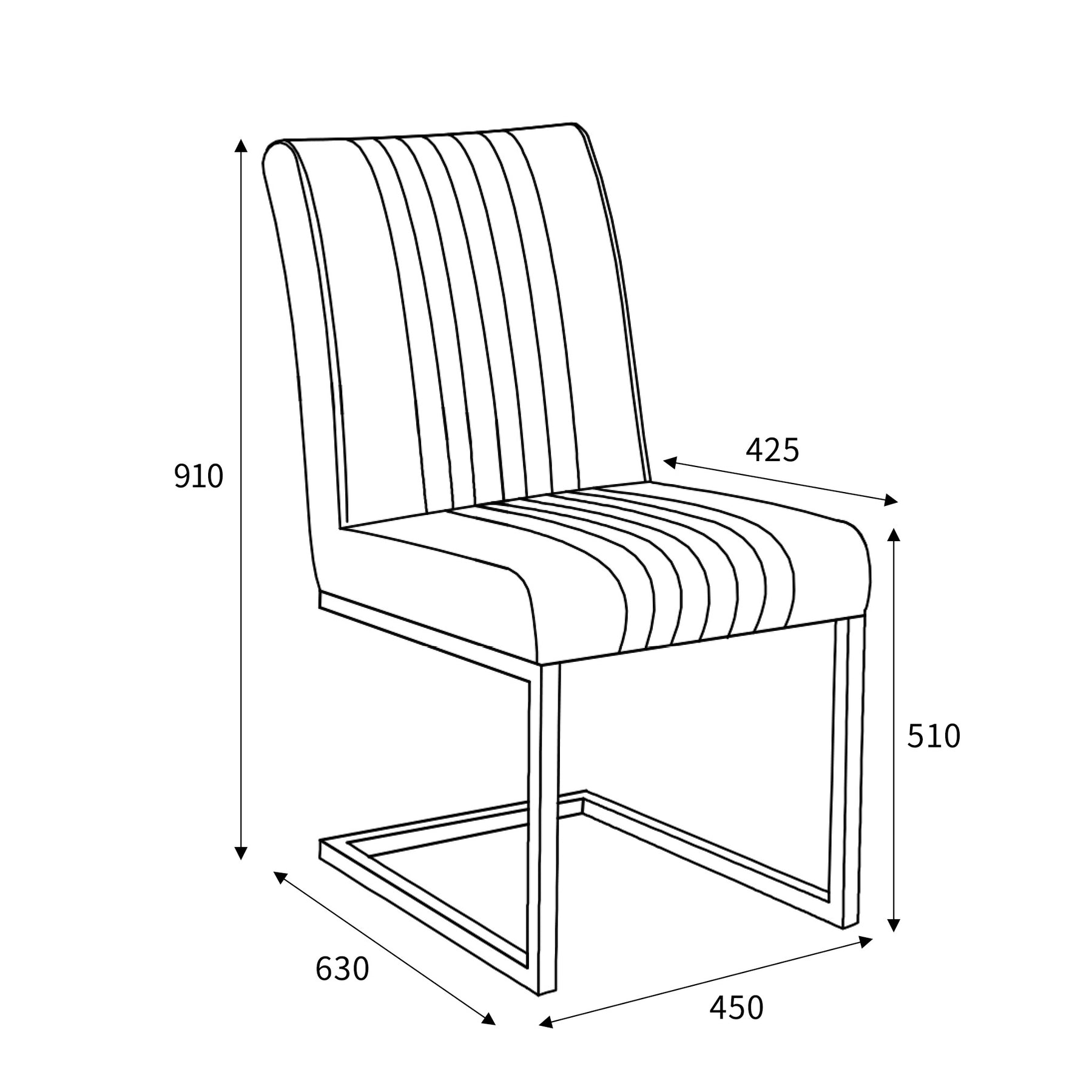 Branok Cantilever Grey Faux Leather Dining Chair dimensions