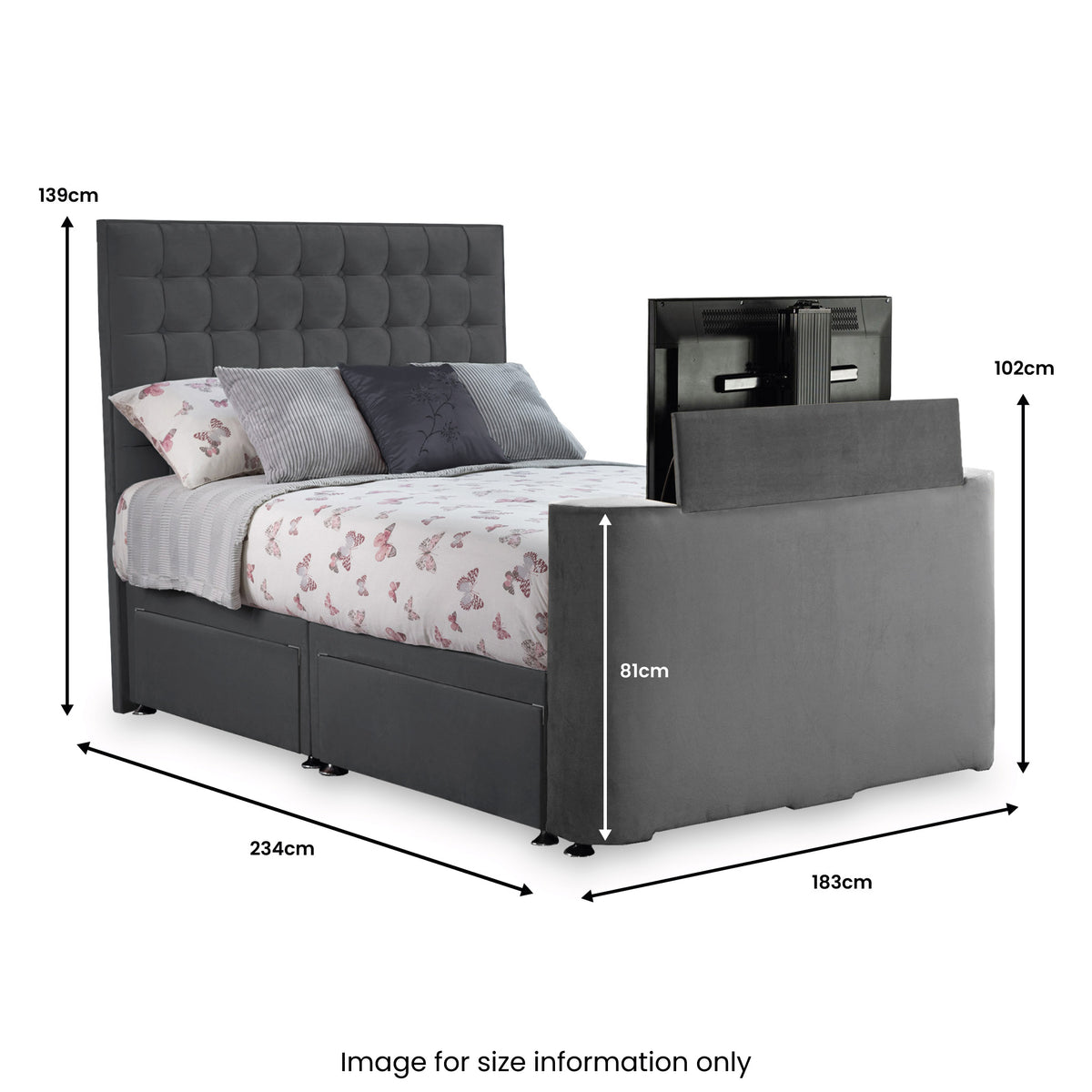 Bridgeford TV Bed 4 Drawer Dimensions from Roseland Furniture