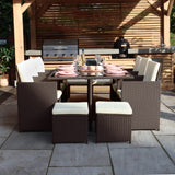 Cannes Brown Rattan 10 Seater Cube Sining Set from Roseland Furniture