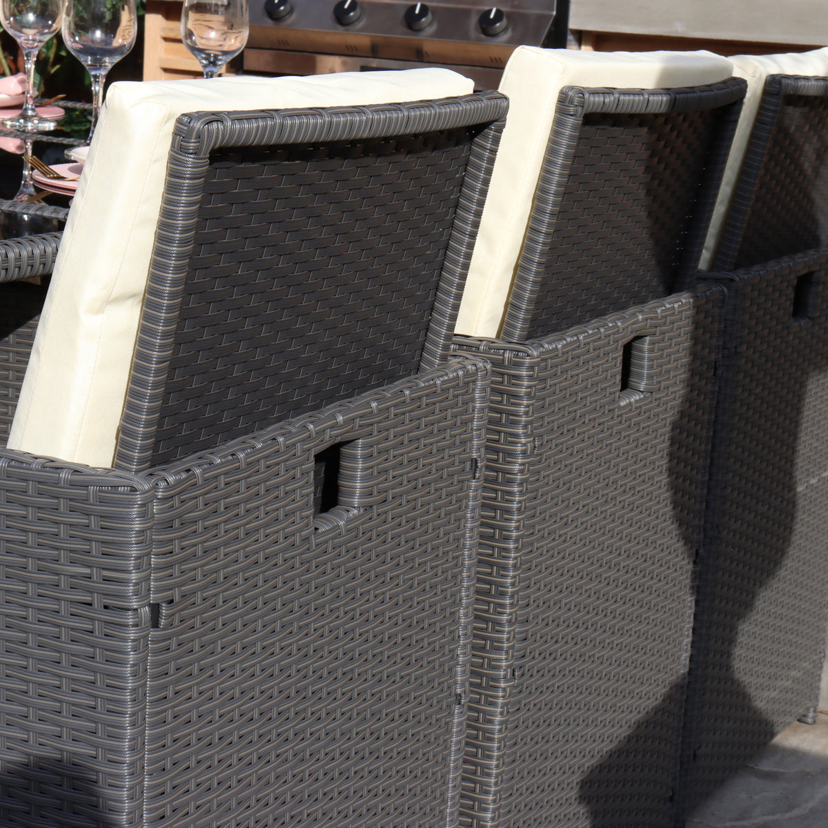 Cannes Grey Rattan 10 Seater Cube Sining Set from Roseland Furniture