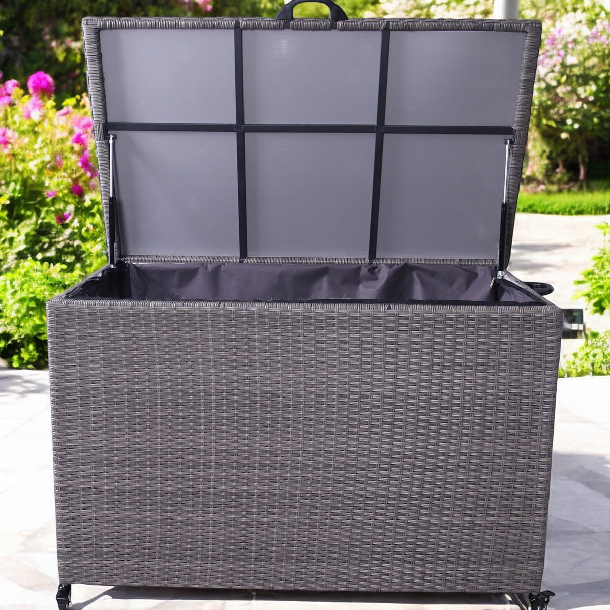 Charcoal Weave KD Cushion Storage Box 510L from Roseland Furniture