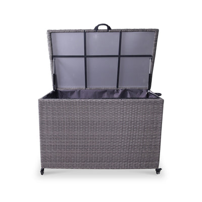 Charcoal Weave 645L Cushion Storage Box with Gas Lift
