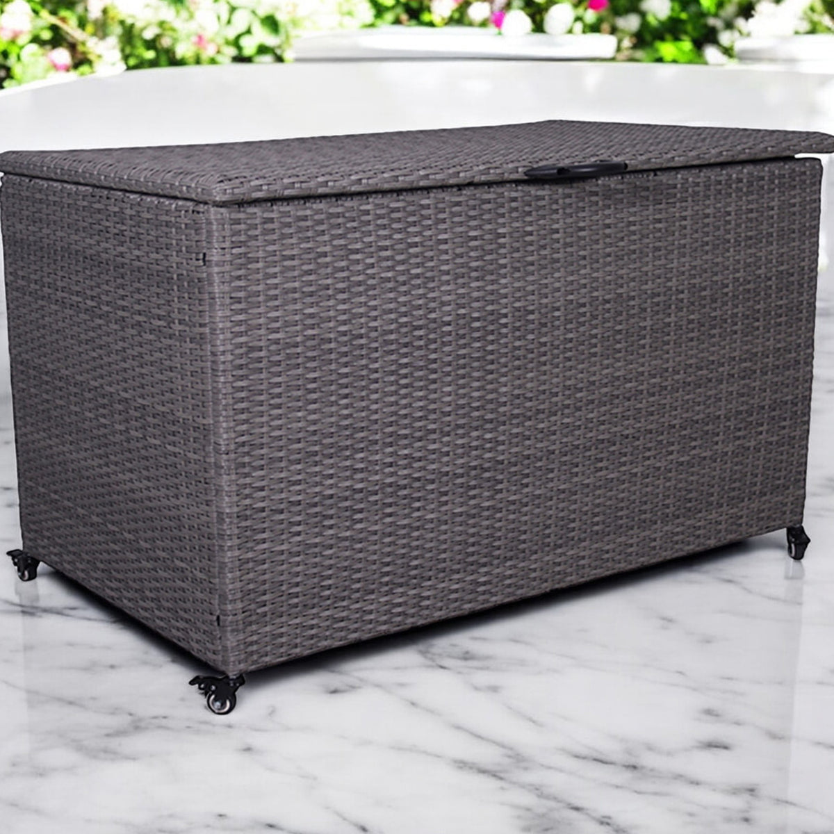 Charcoal Weave KD Cushion Storage Box 645L from Roseland Furniture