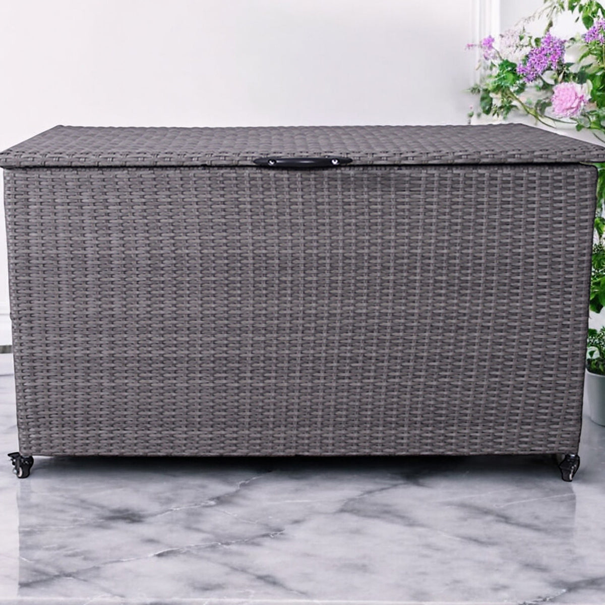Charcoal Weave KD Cushion Storage Box 645L from Roseland Furniture