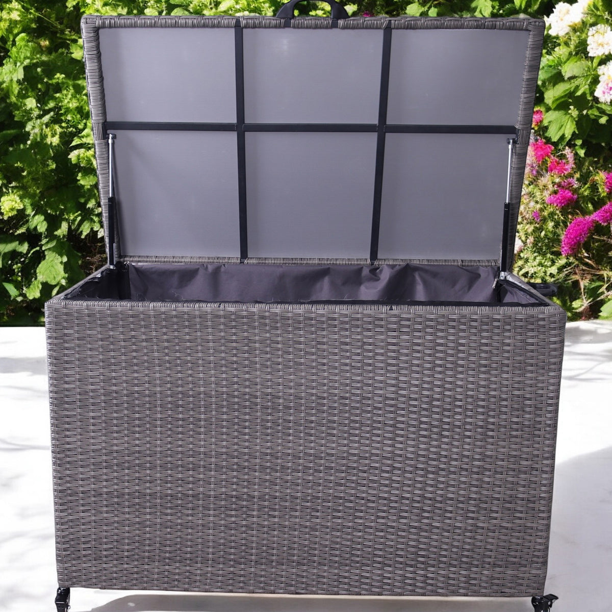 Charcoal Weave KD Cushion Storage Box 645L from Roseland Furniture