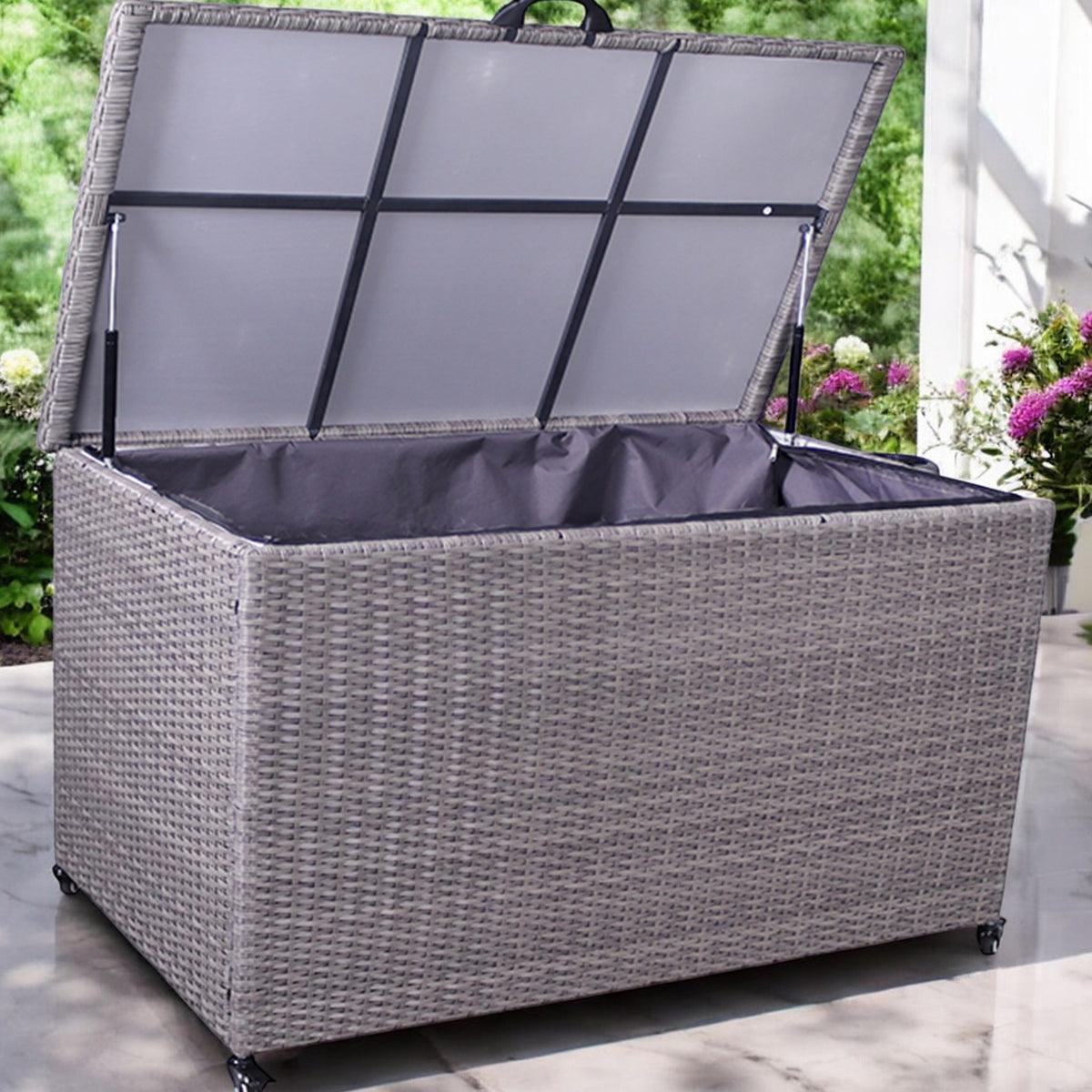 Charcoal Weave KD Cushion Storage Box 645L from Roseland Furniture