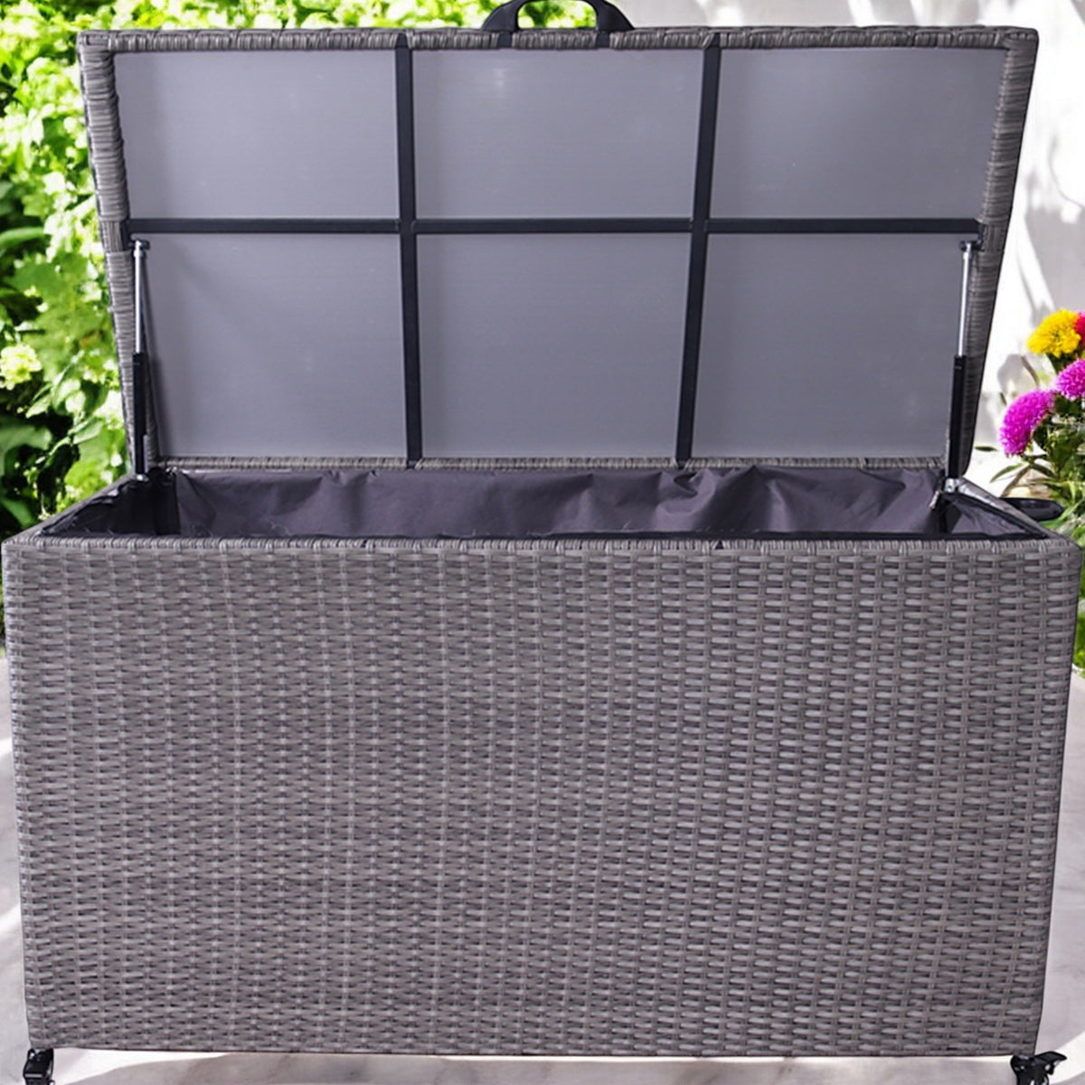 Charcoal Weave KD Cushion Storage Box 826L from Roseland Furniture
