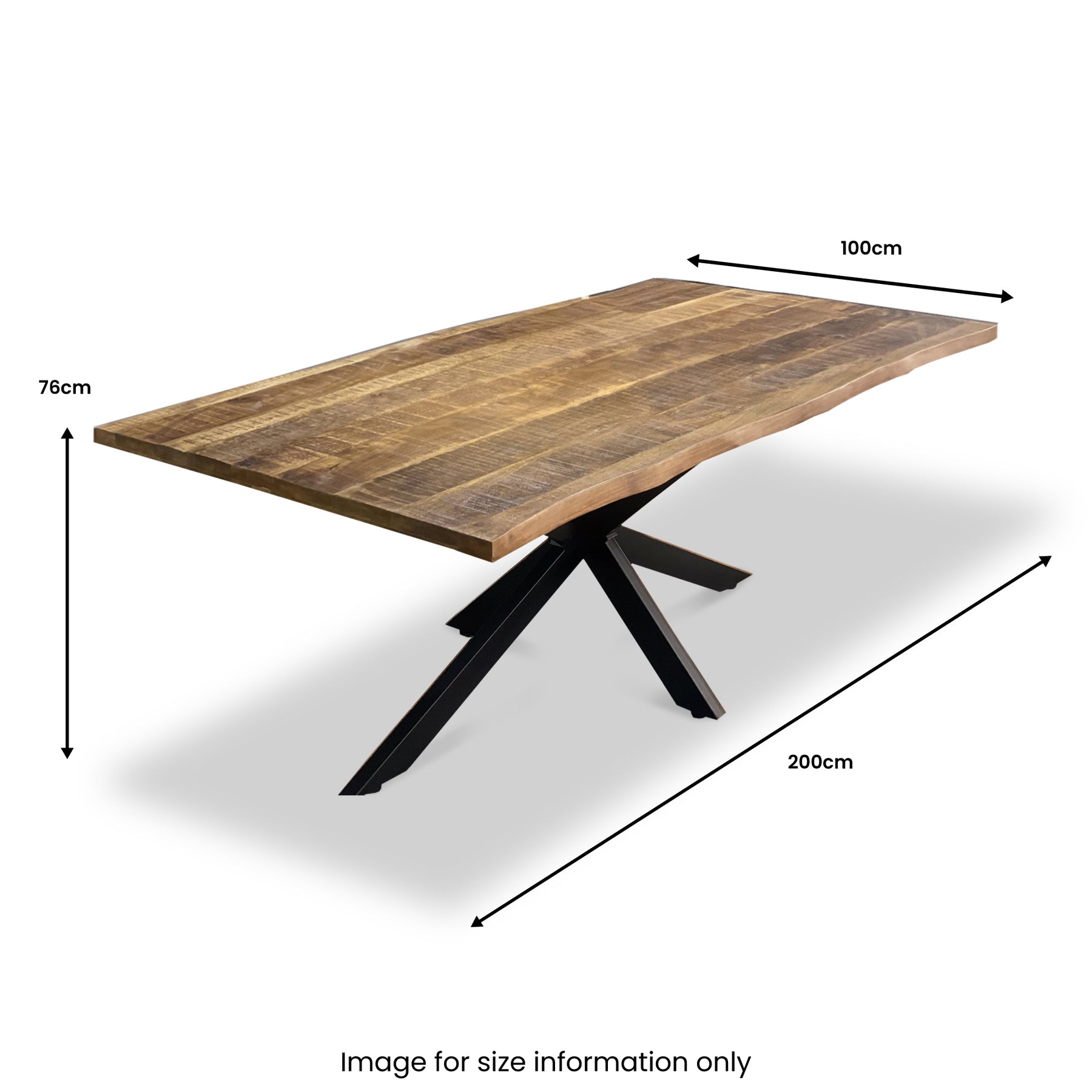 Carrow 200cm Mango Wood Dining Table dimensions