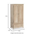 Camille Oak Double Wardrobe dimensions