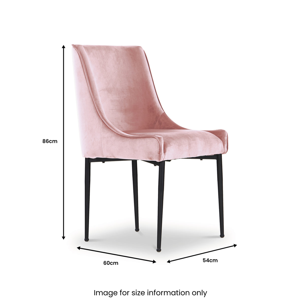 Charlene Blush Pink Velvet Dining Chair dimensions