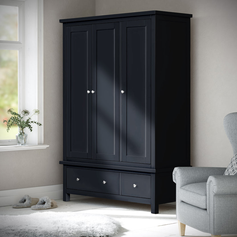 Cornish Triple Wardrobe Grey, White, Black Roseland Roseland