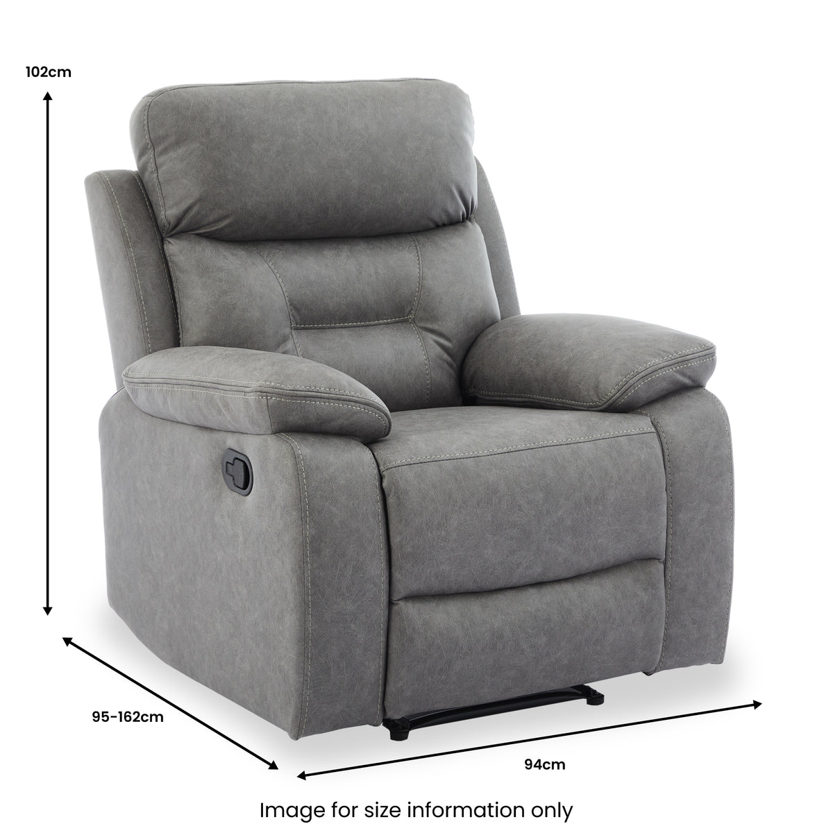 Lewisham Recliner Armchair Grey Angle1 from Roseland Furniture