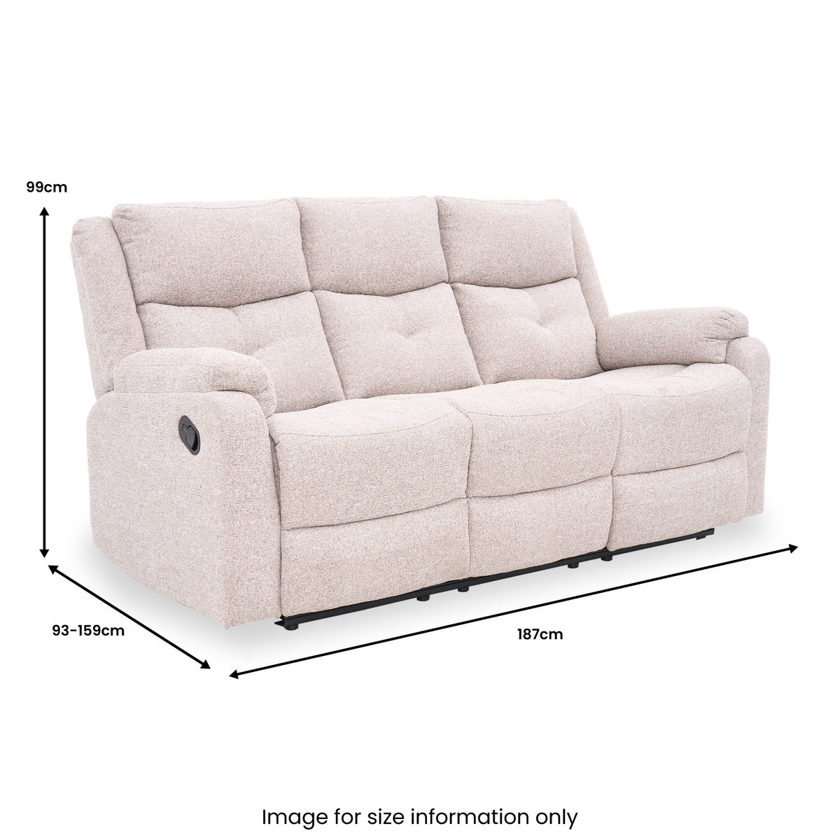 Portland Recliner 3 Seater Natural Angle1 from Roseland Furniture