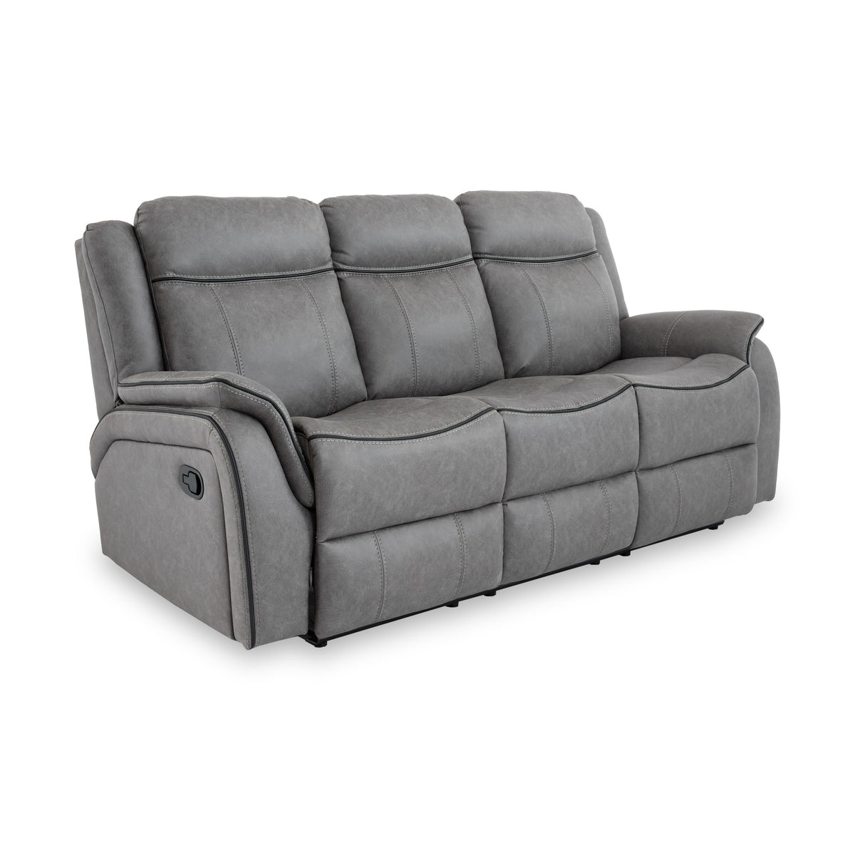 Elstree Recliner 3 Seater Grey Angle1 from Roseland Furniture