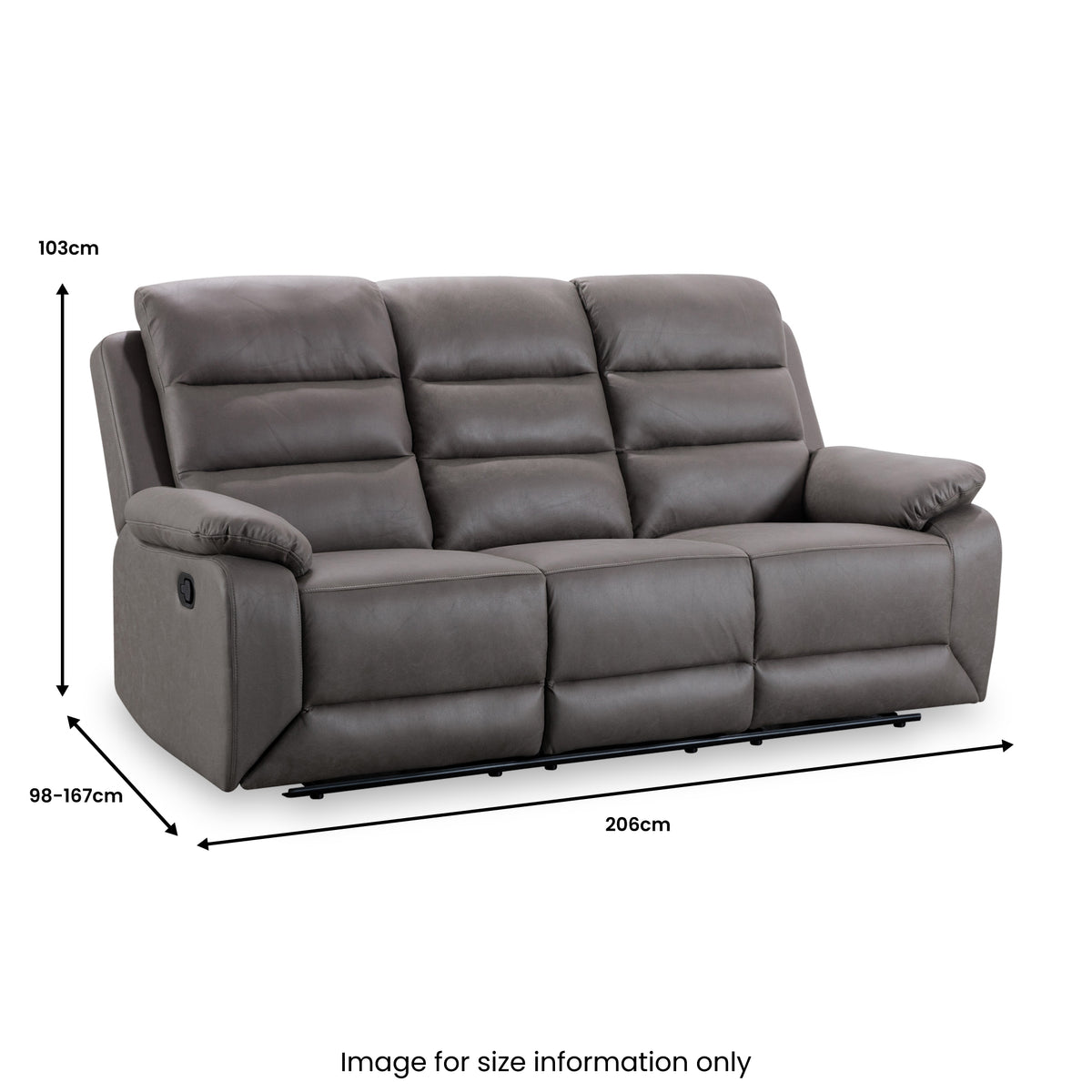 Whinfell Recliner 3 Seater Grey Angle1 from Roseland Furniture