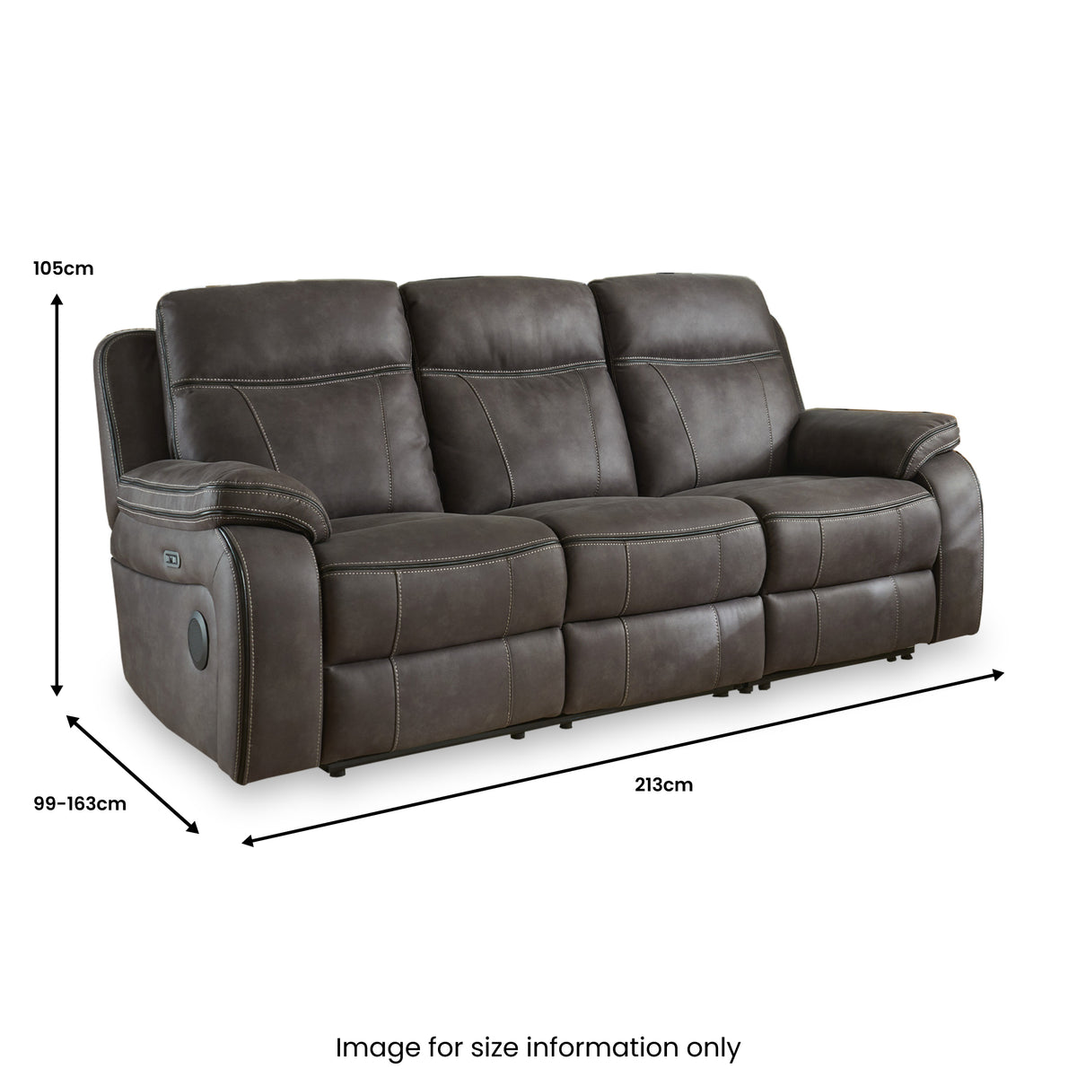 Middleton Power Recliner 3 Seater Tech Sofa Grey Dims from Roseland Furniture