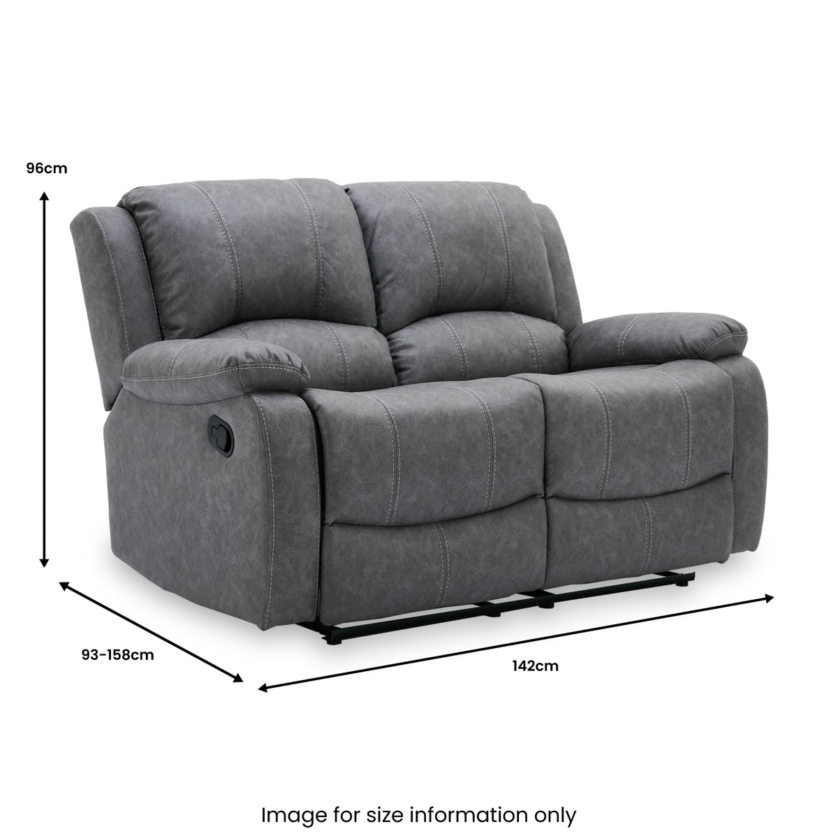 Banbury Recliner 2 Seater Mid Grey Angle1 from Roseland Furniture