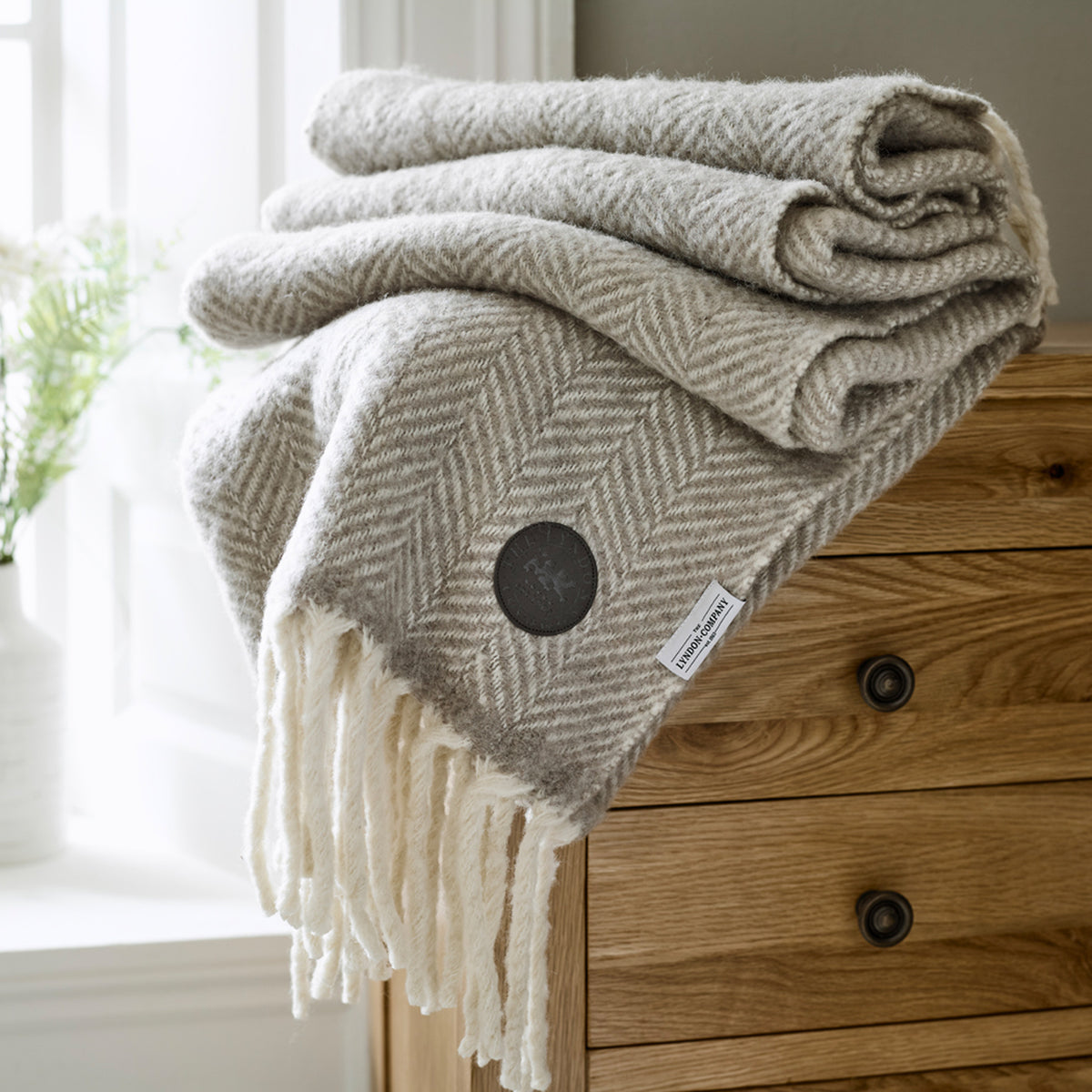 TLC Moorland Wool Throw Natural from Roseland Furniture