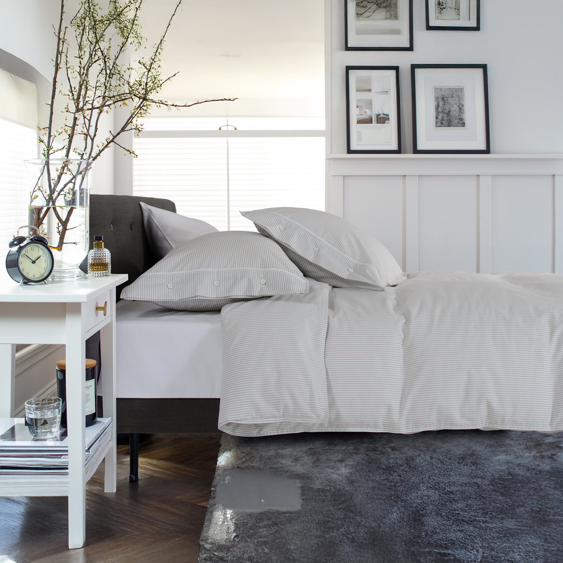 Southport Single Duvet Set Grey White from Roseland Furniture