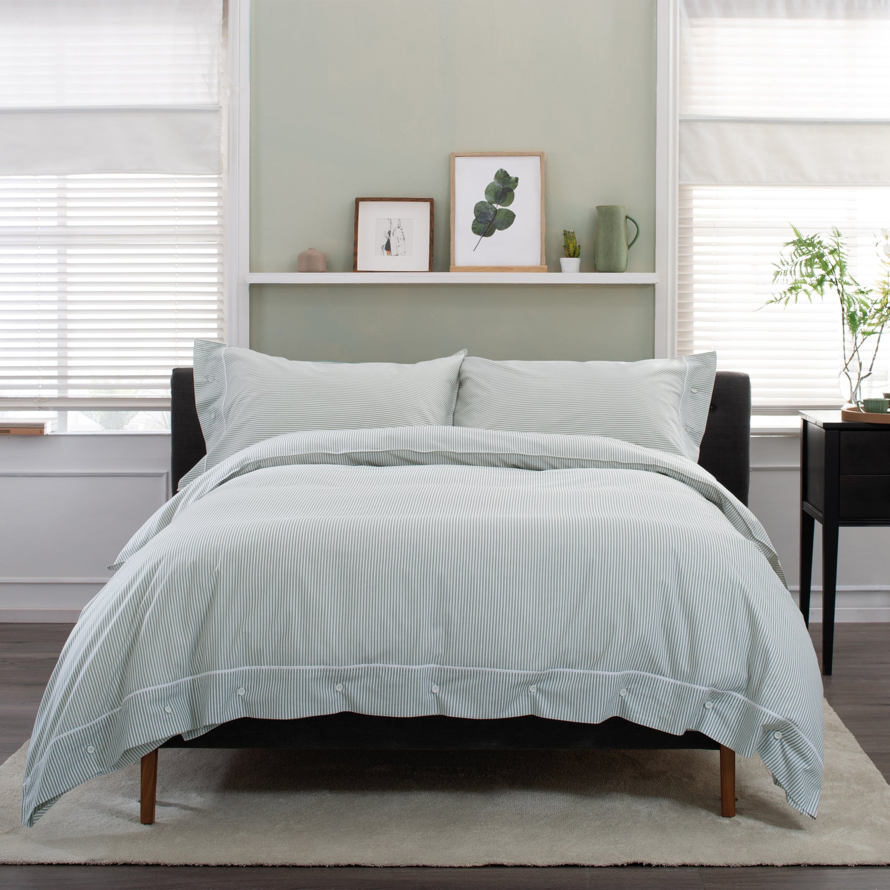 Southport Single Duvet Set Green White from Roseland Furniture