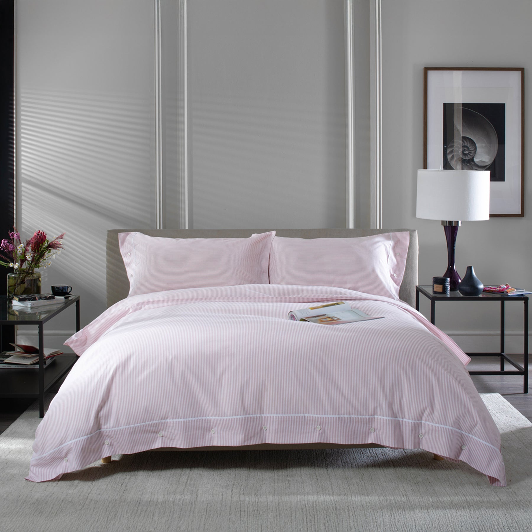 Southport Single Duvet Set Rose White from Roseland Furniture