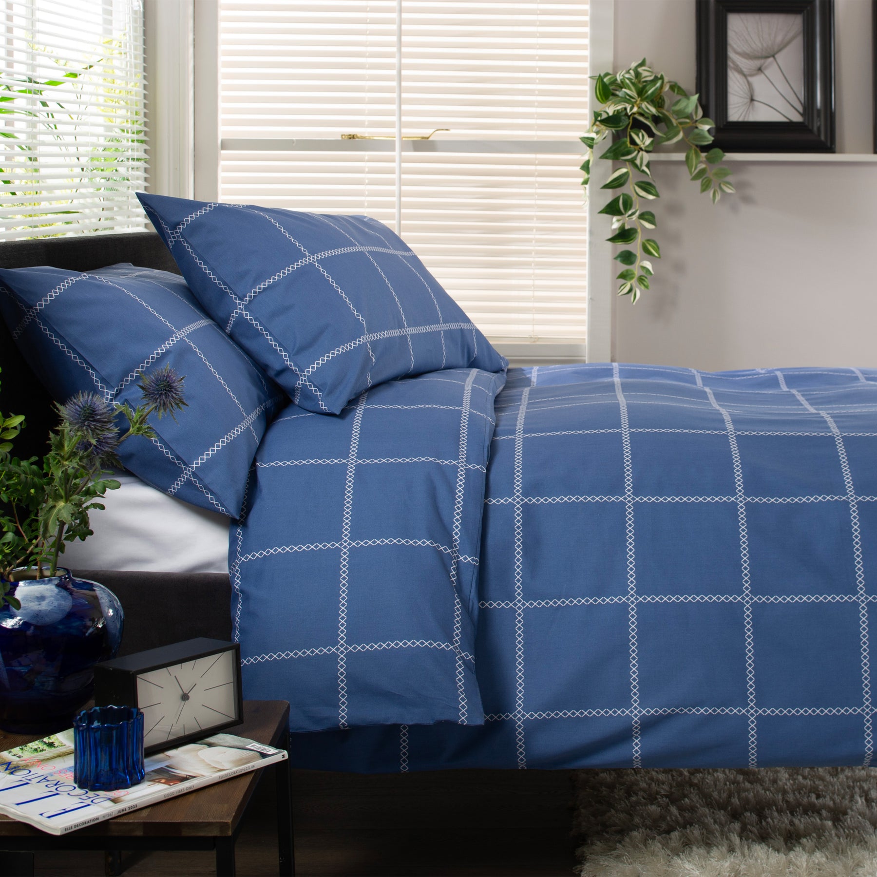Crossley Heath Single Duvet Set Blue White from Roseland Furniture