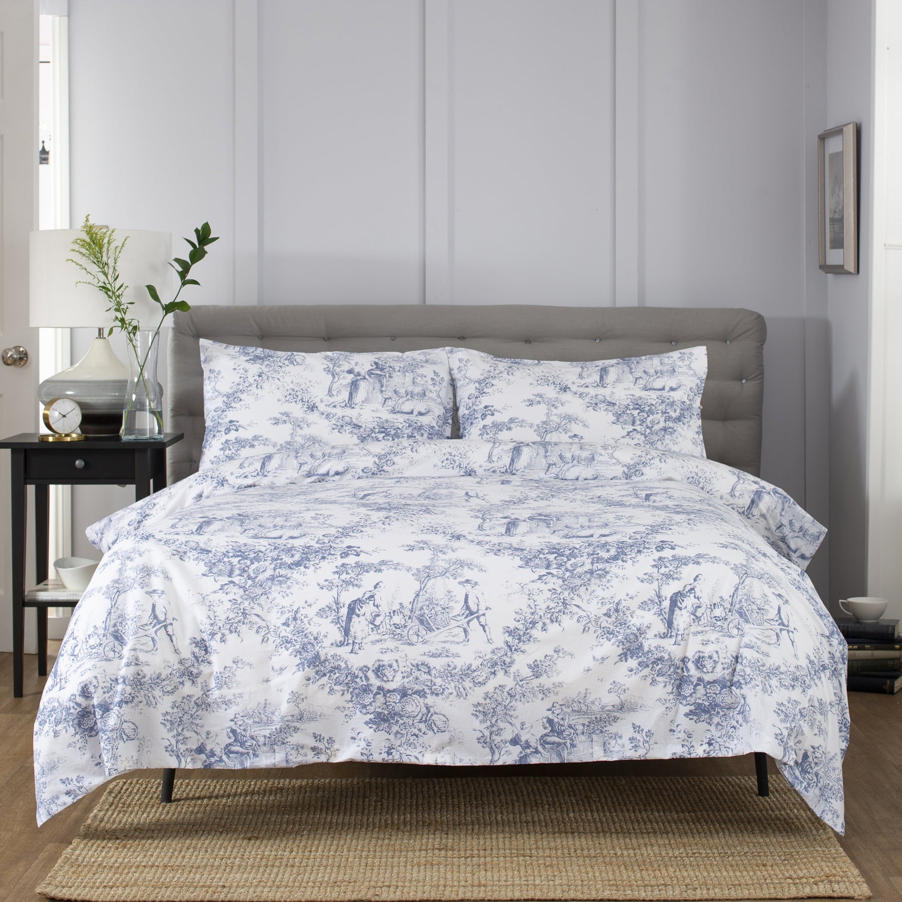 Toile De Jouy Single Duvet Cover Blue from Roseland Furniture
