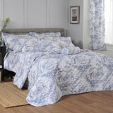 Toile Bedspread Double Blue from Roseland Furniture