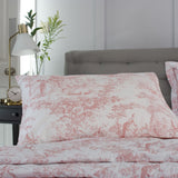 Toile Housewife Pillowcase Pair Pink from Roseland Furniture