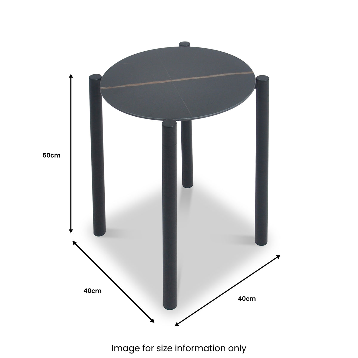 Dalston Black Marble Ceramic Side Table dimensions