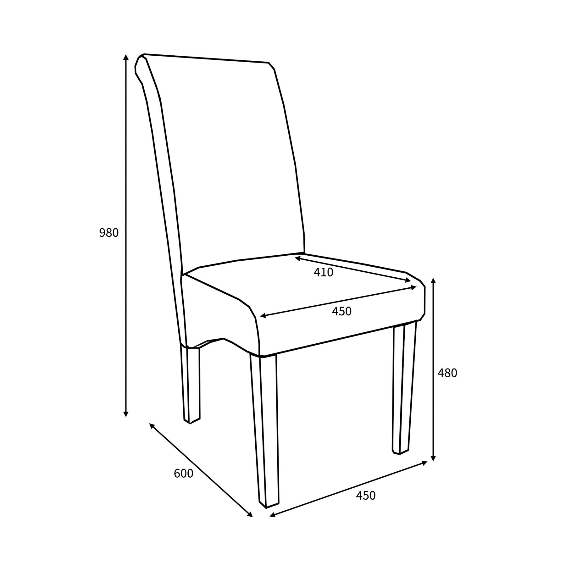 Deryn Check Dining Chair dimensions