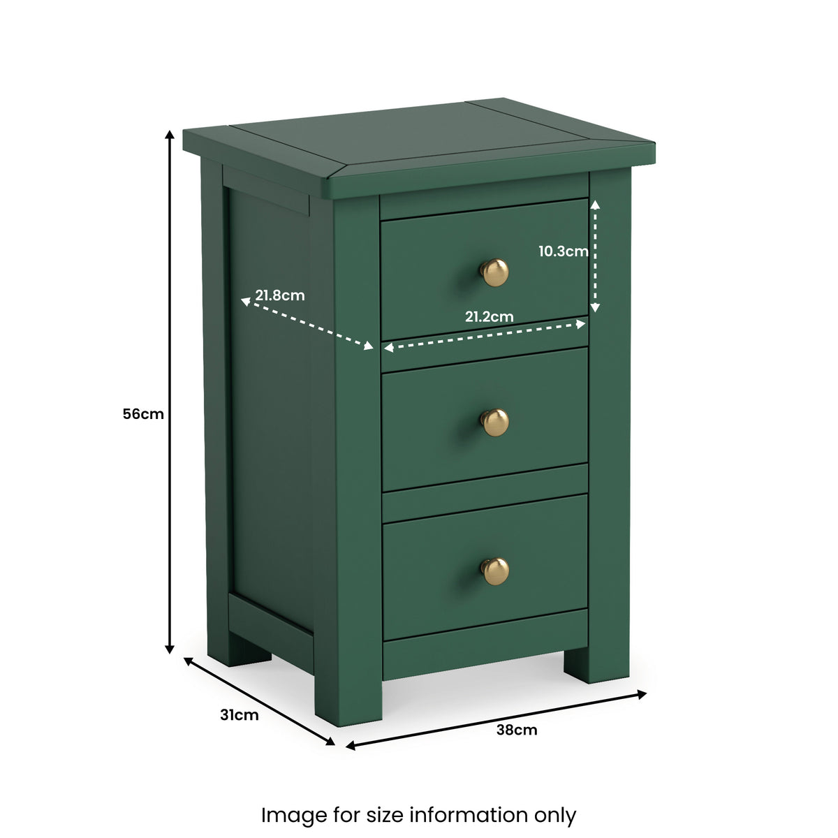 Duchy Puck Green 3 Drawer Bedside Table from Roseland Furniture