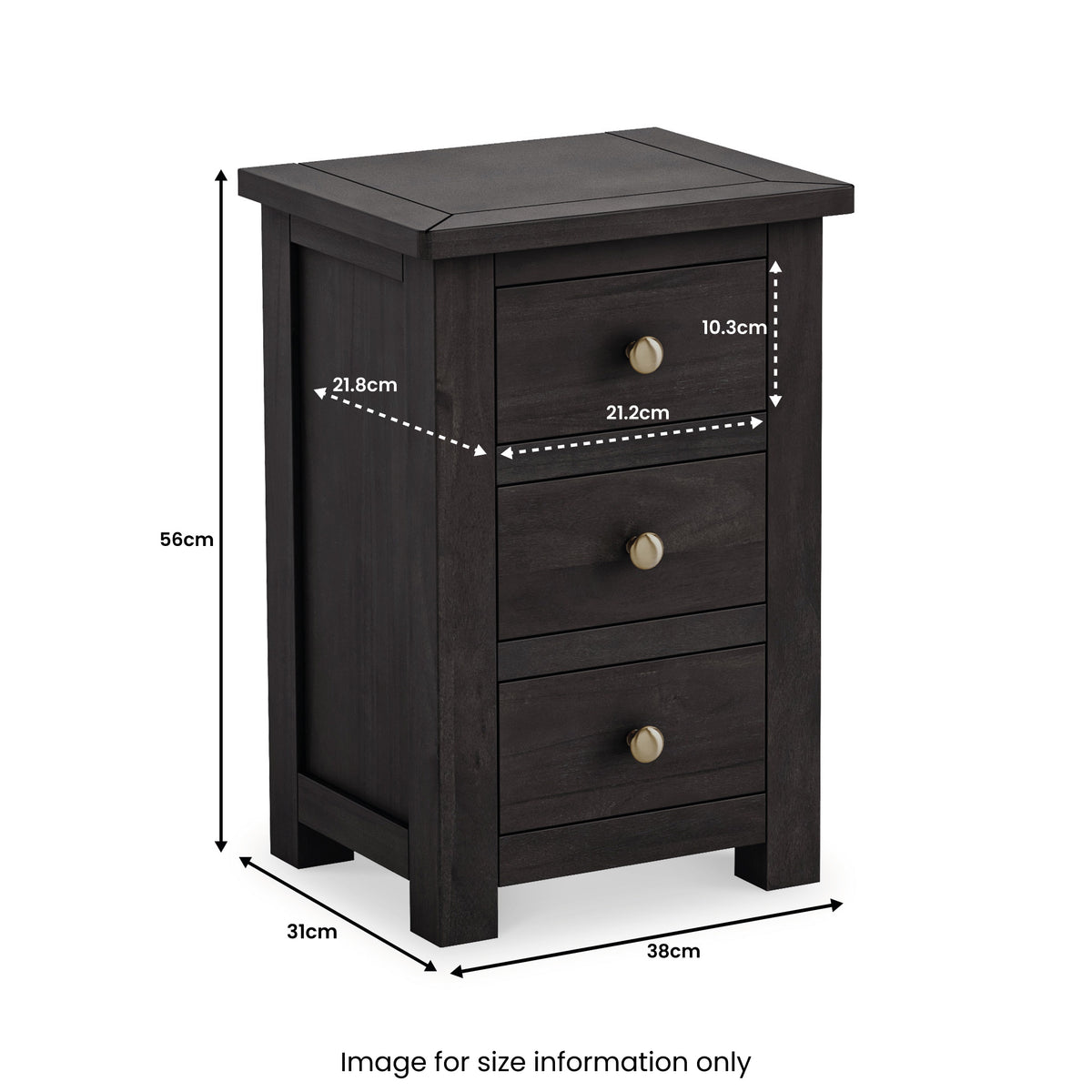 Duchy Acacia 3 Drawer Black Nightstand