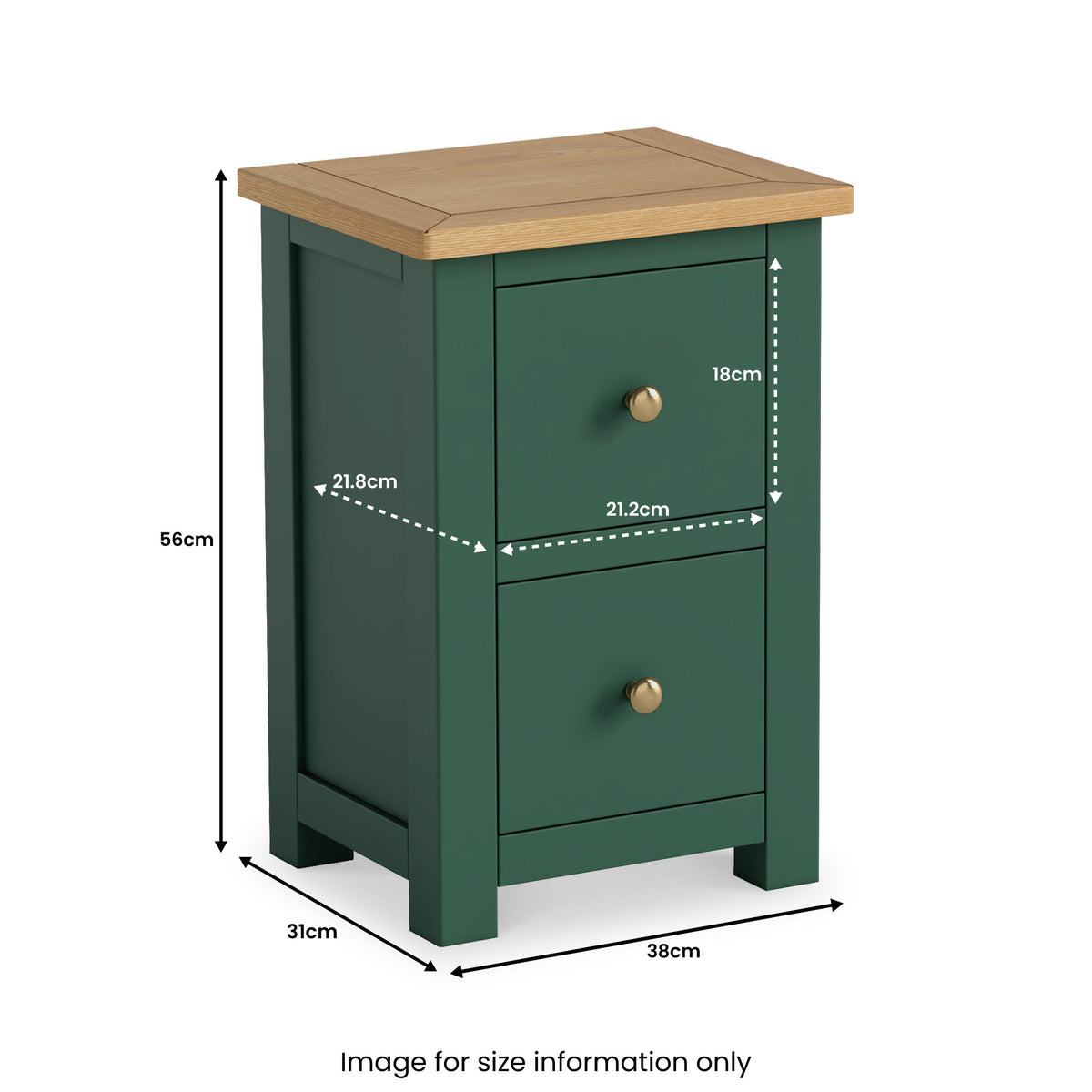 Duchy Puck Green 2 Drawer Nightstand with Oak Top