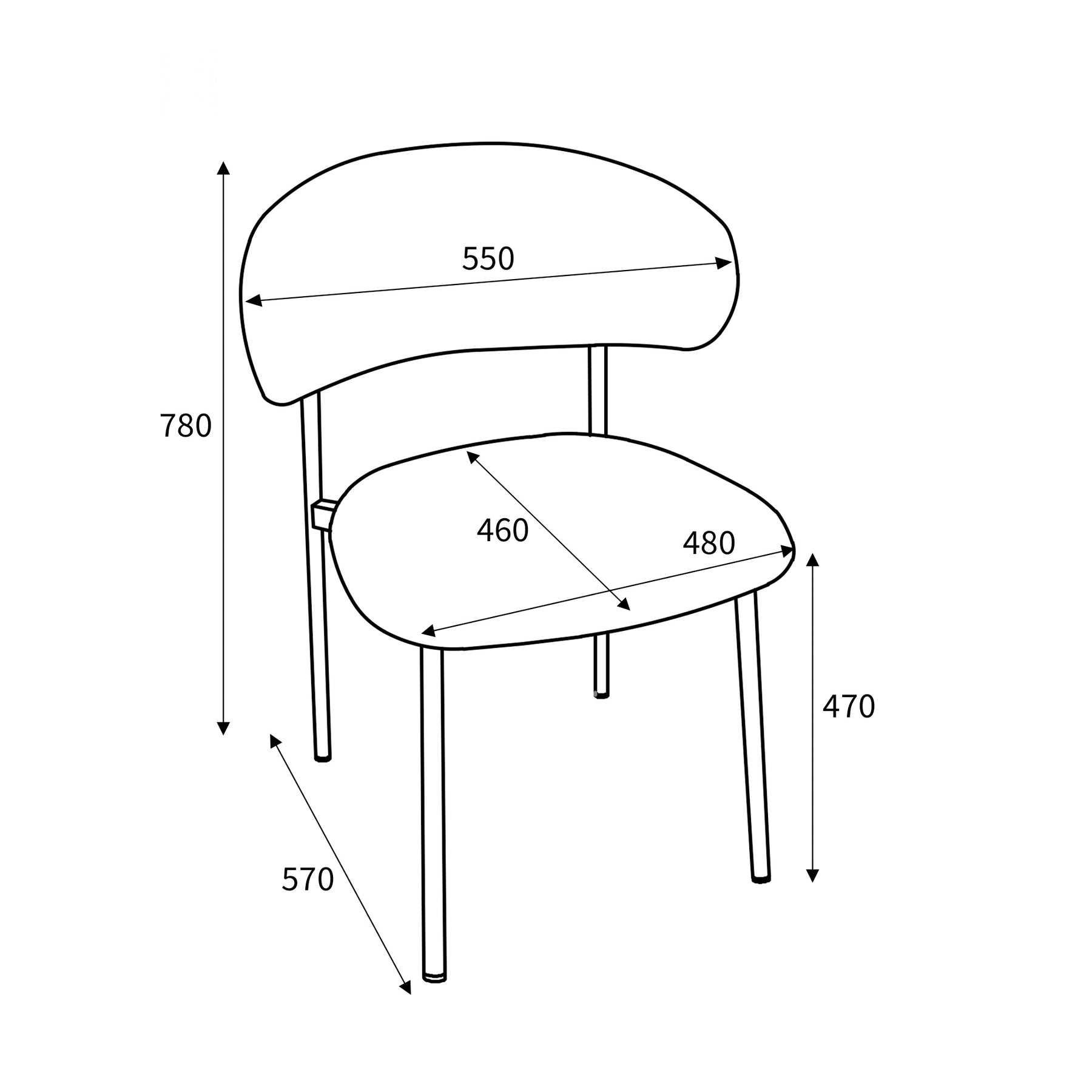 Elvina Faux Linen Dining Chair dimensions