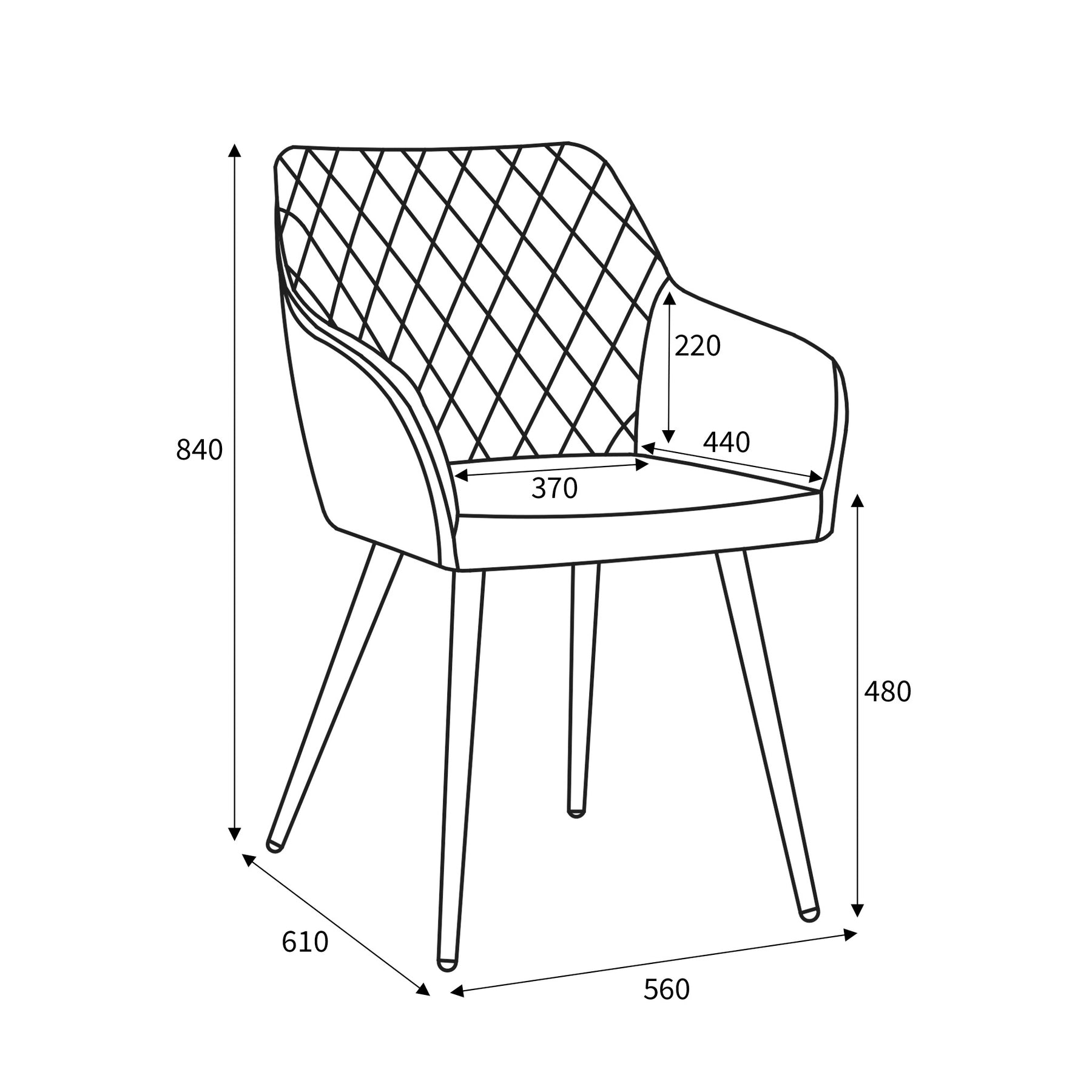 Enora Velvet Dining Table dimensions