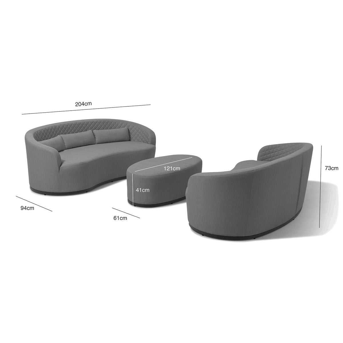 Maze Ambition Curve 3 Seater Sofa Daybed with Footstool