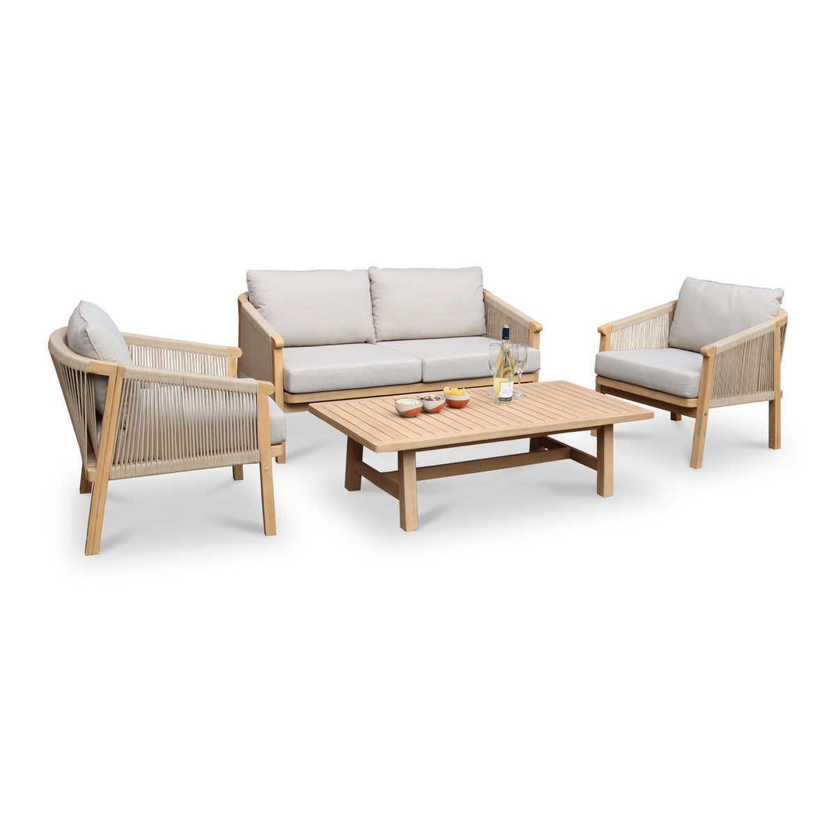 Roma FSC 4 Seater Double Lounge Set with Rectangular Coffee Table from Roseland Furniture