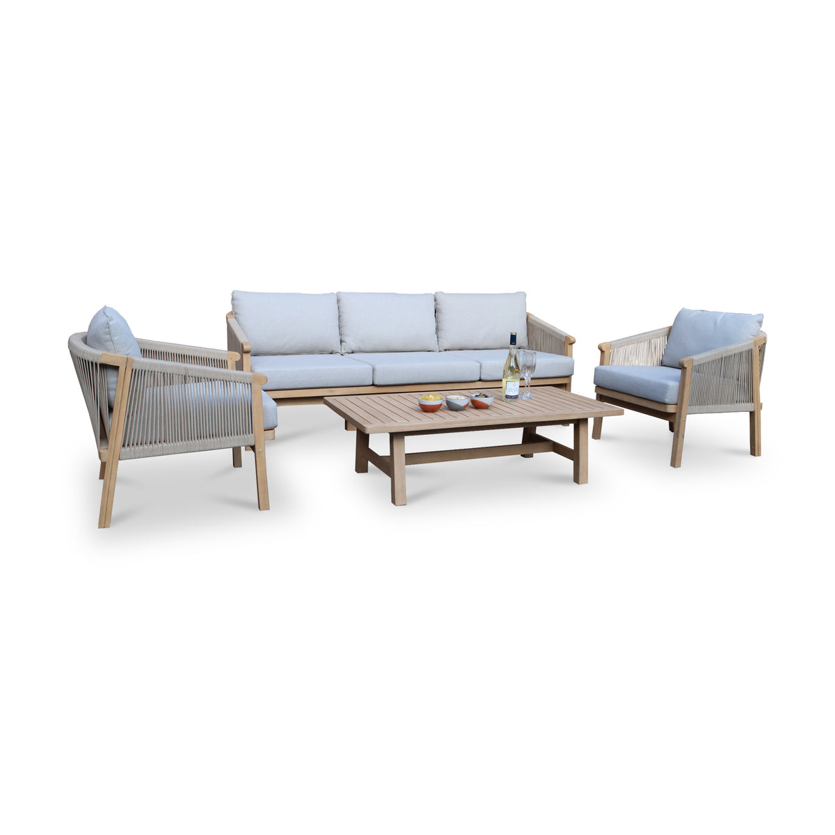 Roma FSC 5 Seater Triple Lounge Set with Rectangular Coffee Table from Roseland Furniture