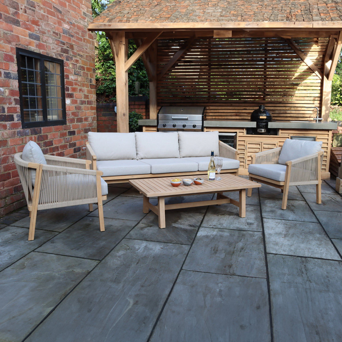 Roma FSC 5 Seater Triple Lounge Set with Rectangular Coffee Table from Roseland Furniture