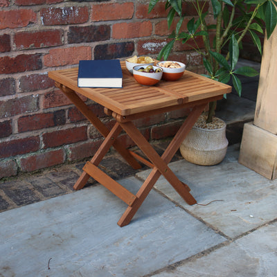 Mini Square Folding Acacia Side Table