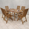 Ellipse FSC Table Set with 6 Manhattan Recliner Chairs from Roseland Furniture